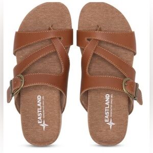NWOB! Eastland Bar Harbour Tan Leather Slide Sandals, 10